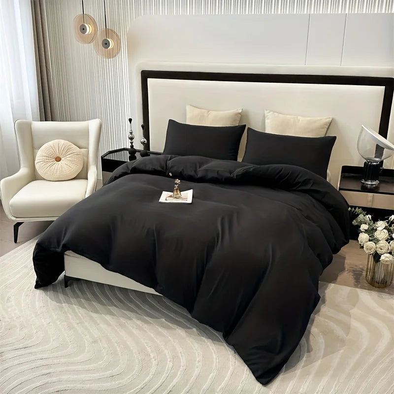 3pcs Brushed Solid Color Duvet Cover Set