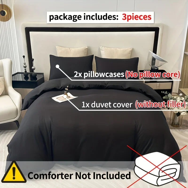 3pcs Brushed Solid Color Duvet Cover Set