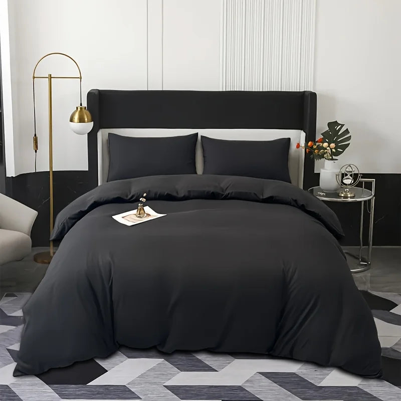 3pcs Brushed Solid Color Duvet Cover Set