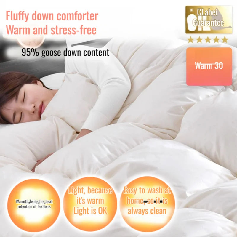 Premium White Goose Down Quilt – Thickened, Comfortable & Breathable Duvet for Winter